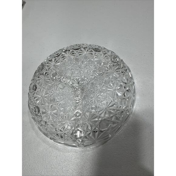 Vintage Glass Divided Dish Button & Daisy Pattern Bowl Multi-Condiment Server - Picture 3 of 12